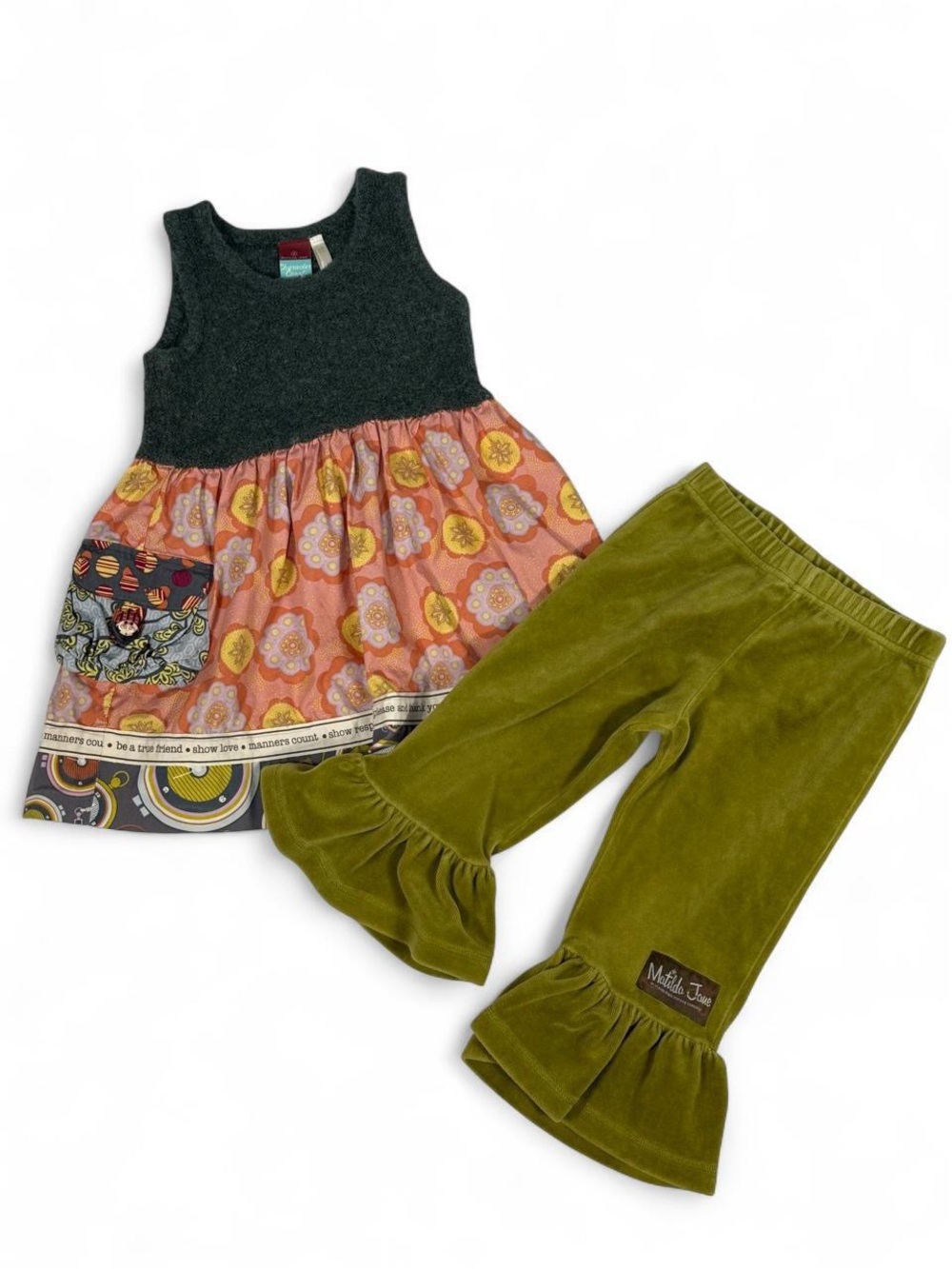 Matilda Jane Character Counts Girls Size 2 Dress Ruffle Pants 2 Piece Set